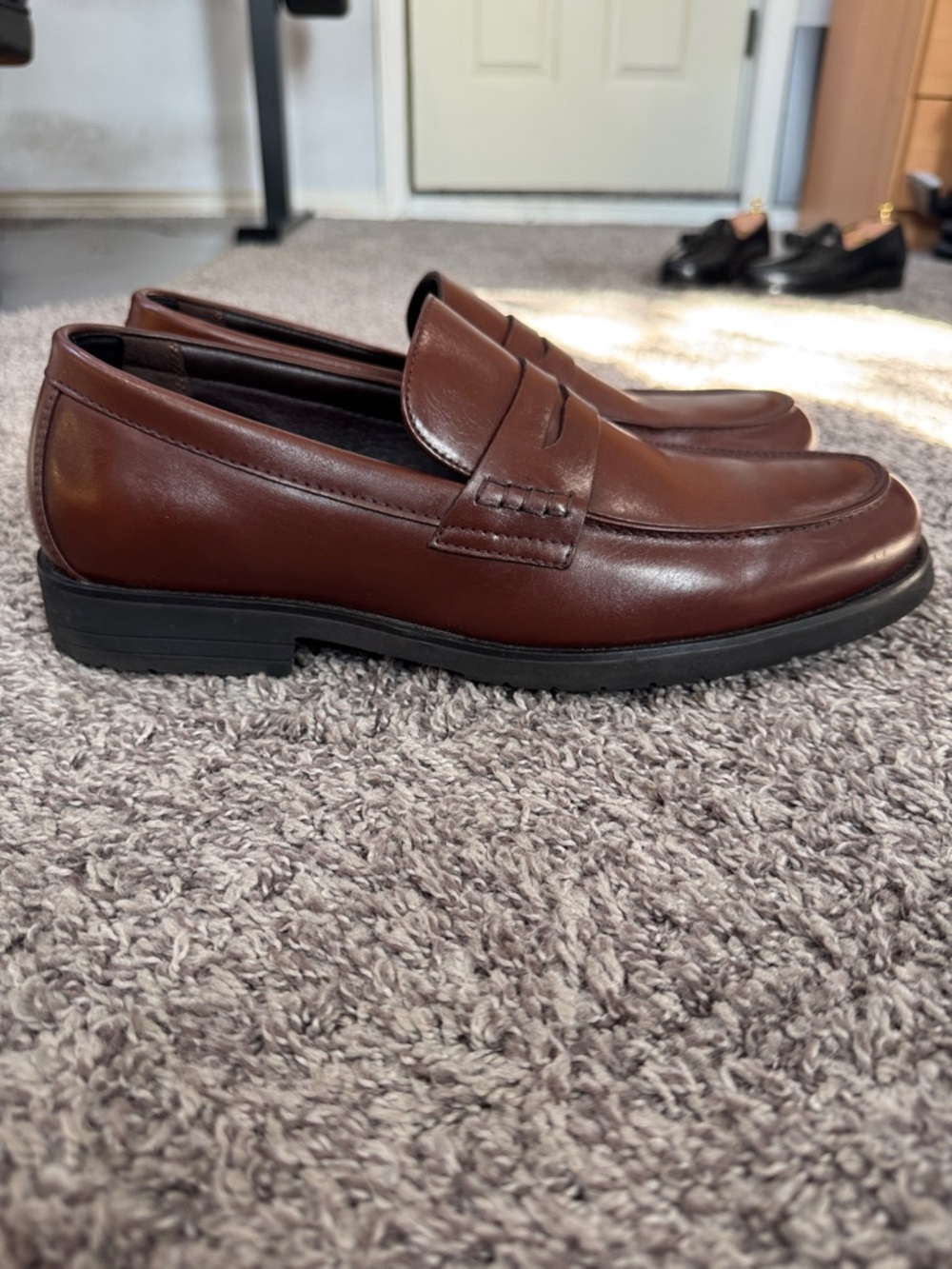 Men's Classic Brown Leather Penny Loafers